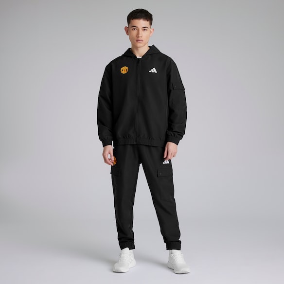 Manchester United x adidas Essentials Woven Cargo Tracksuit Black Black