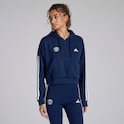 Manchester United x adidas Womens Essentials 3-Stripes French Terry 1/4 Zip Hoodie Blue