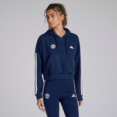 Manchester United x adidas Womens Essentials 3-Stripes French Terry 1/4 Zip Hoodie Blue
