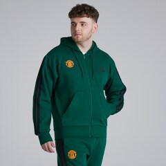 Manchester United x adidas Essentials 3-Stripes Fleece Hoodie Green