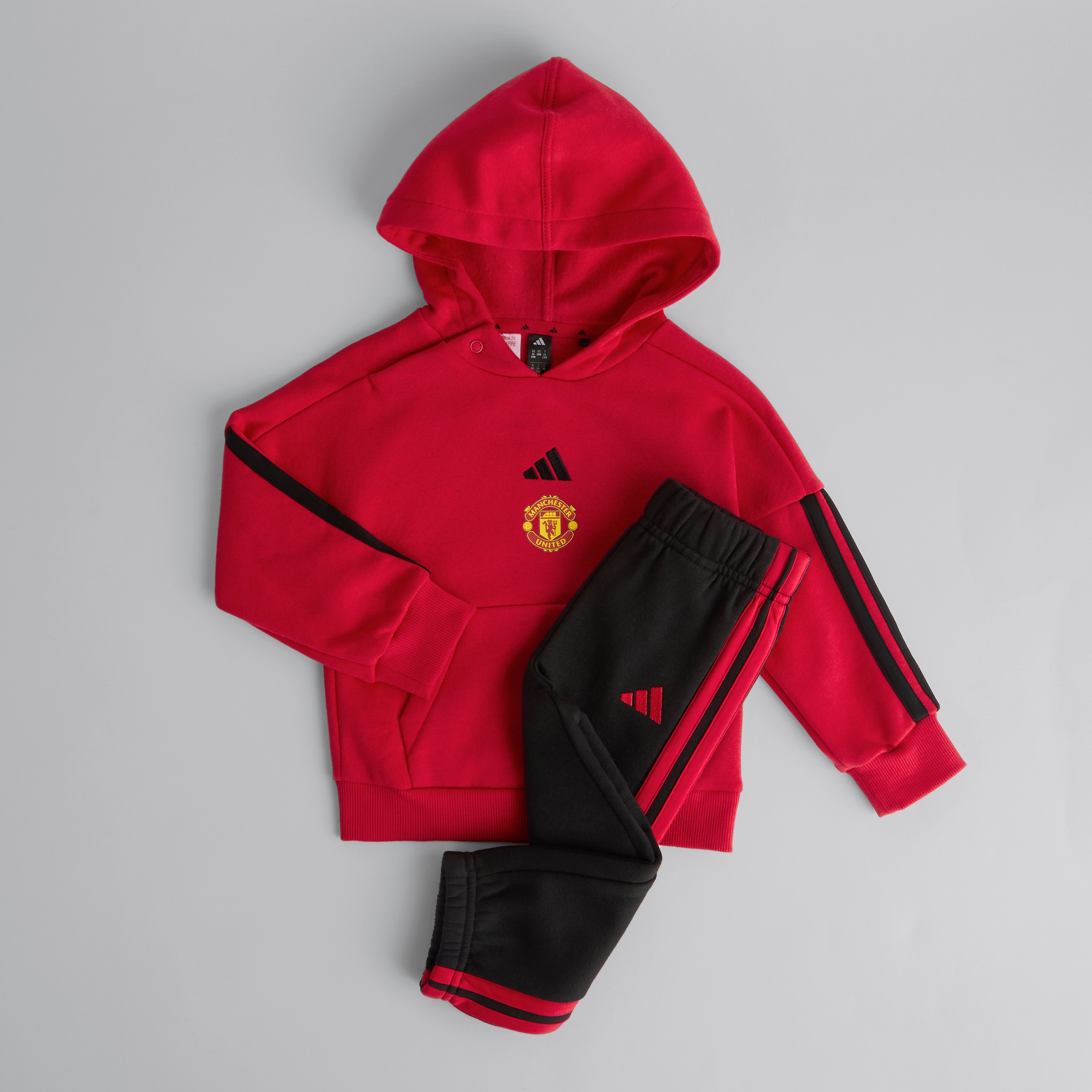 Manchester United x adidas Infant Essentials Hooded Jogger Set Red Red