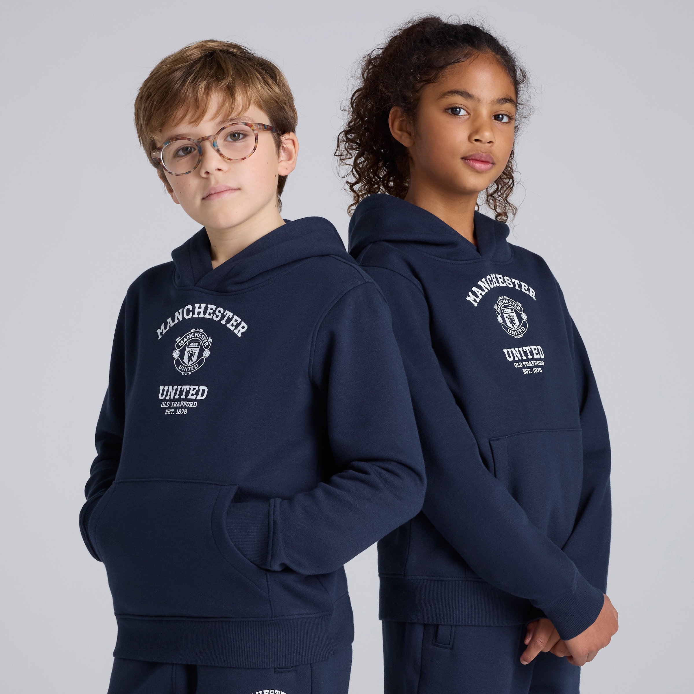 Manchester United Kids Varsity Overhead Hoodie Navy Navy blue