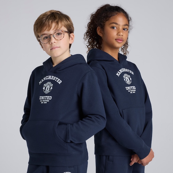 Manchester United Kids Varsity Overhead Hoodie Navy Navy blue