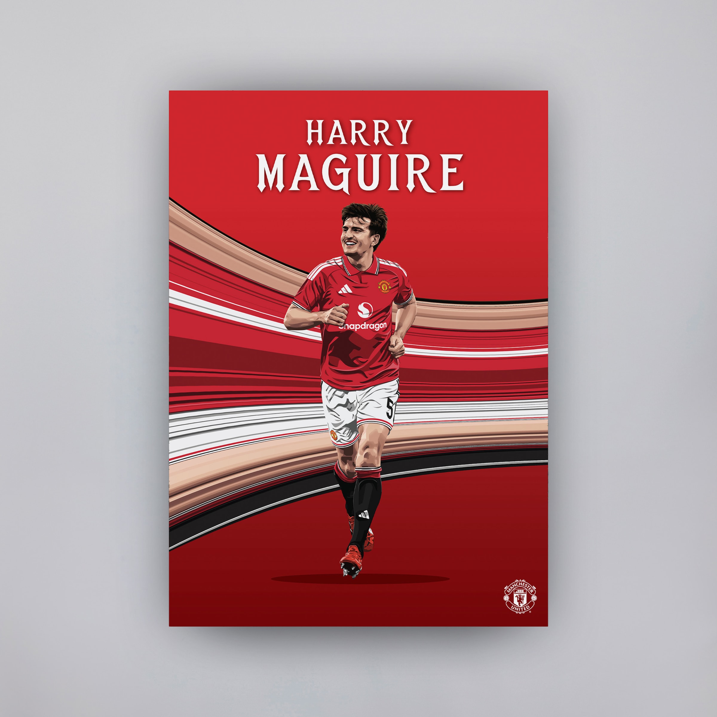 Manchester United Maguire 26/27 Illustrated A2 Poster Red Red