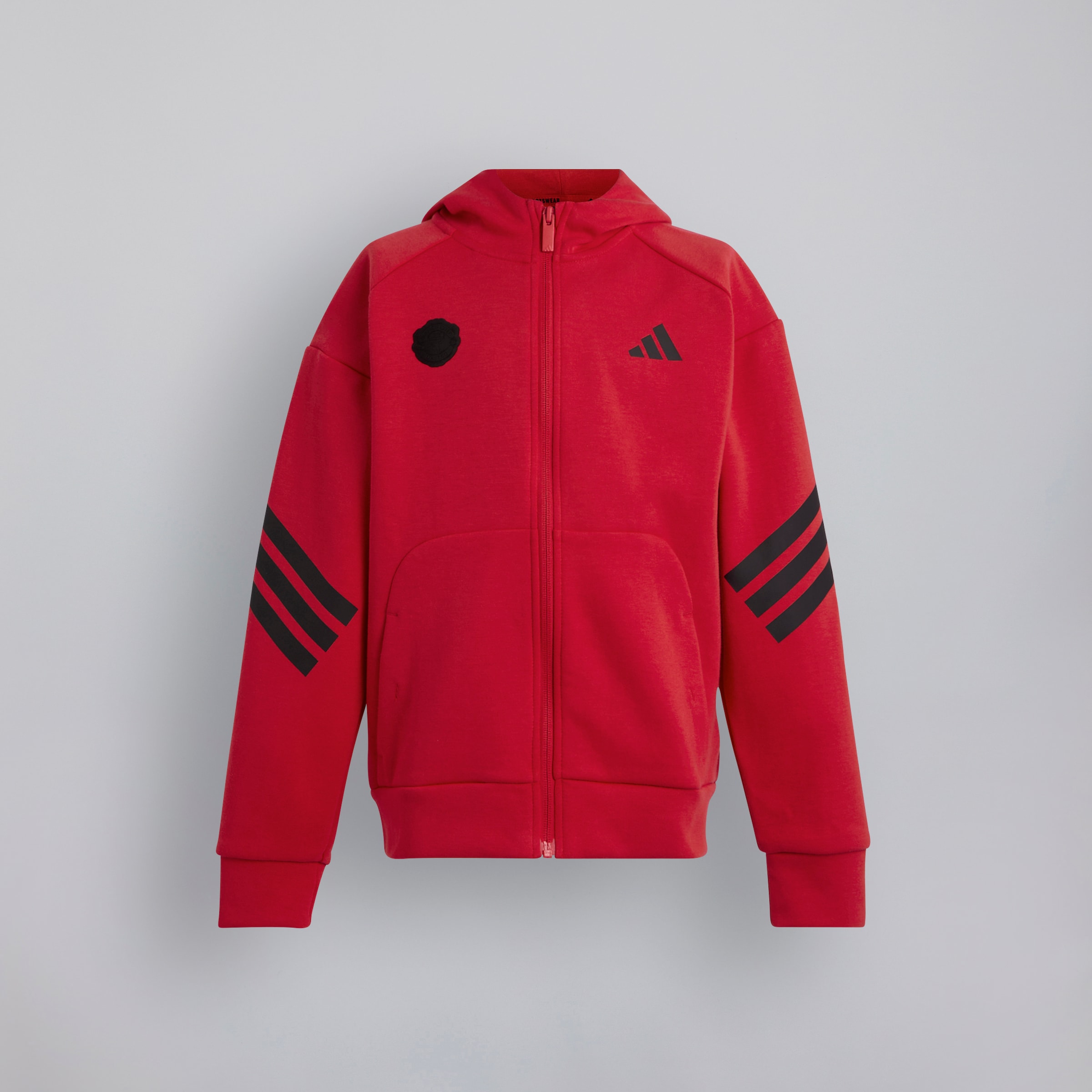 Manchester United x adidas Kids Future Icons Full Zip Hooded Track Top Red Red
