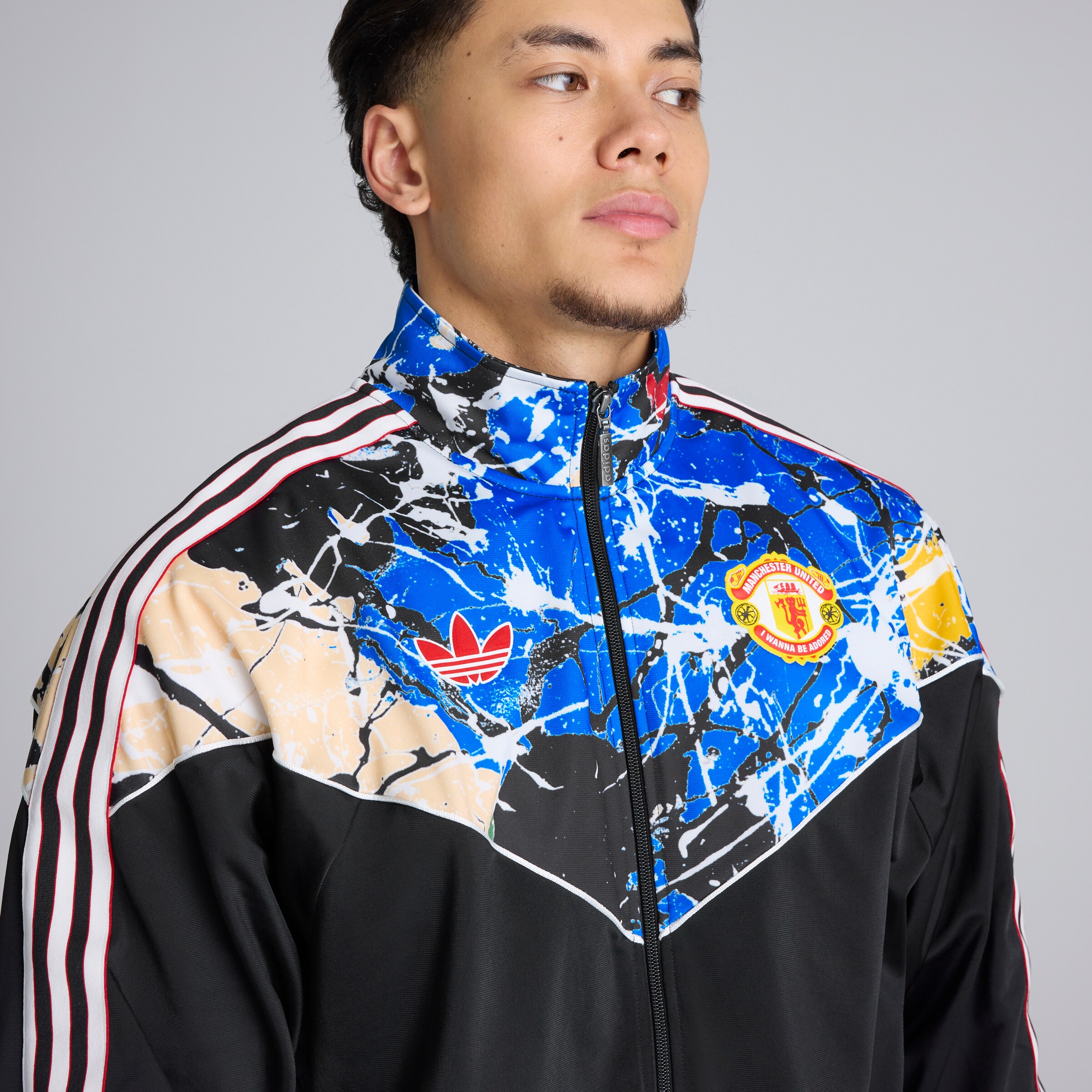 Manchester United x adidas Stone Roses Track Jacket Black Black Detail [6-8]