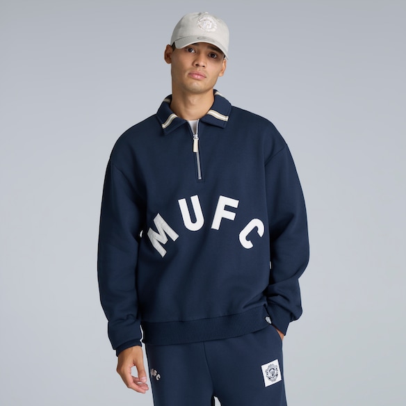 Manchester United Heritage Quarter Zip Sweatshirt Navy Navy blue