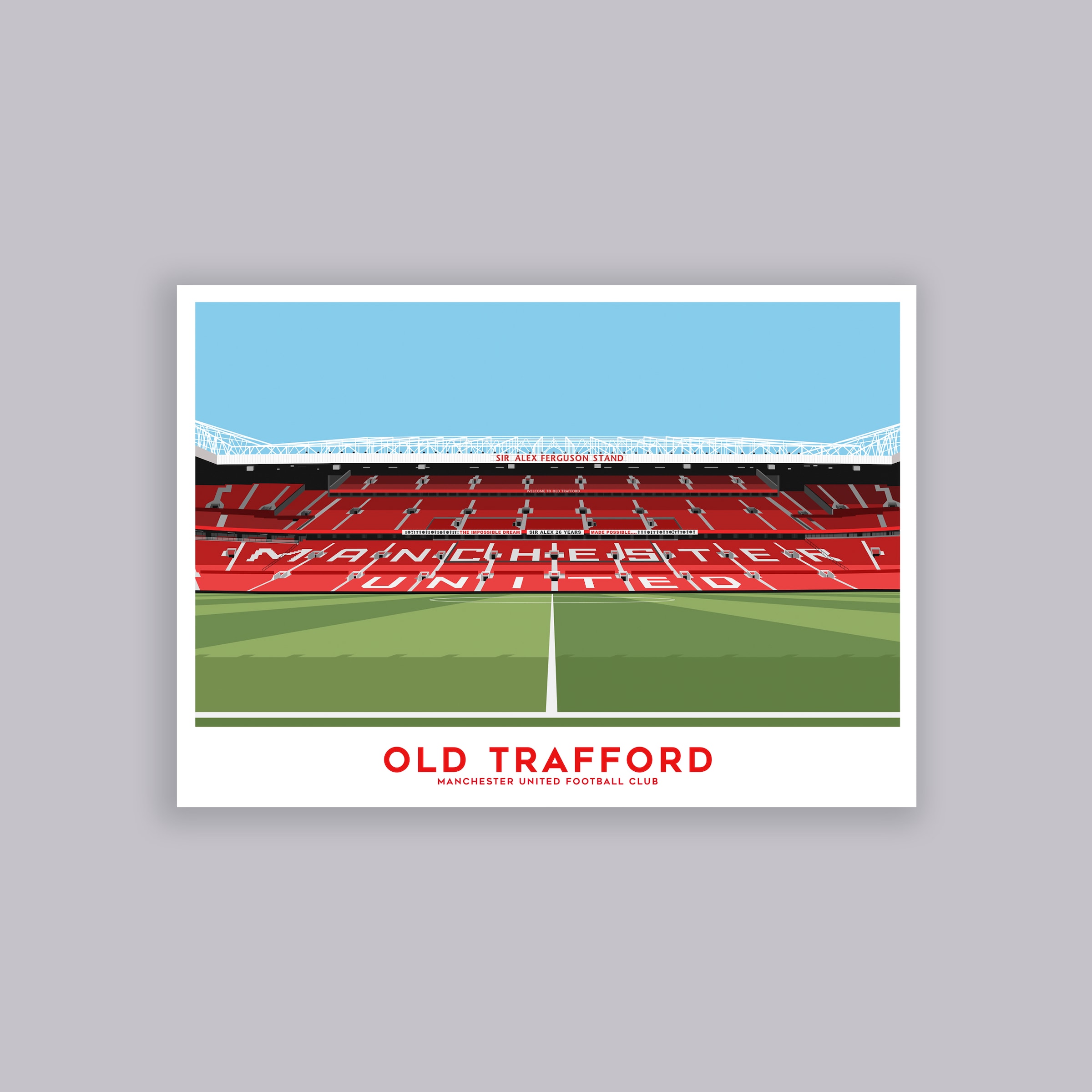 Manchester United Old Trafford SAF Illustration Poster A2 Multi Multi