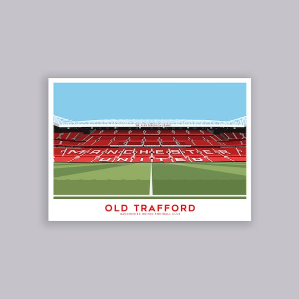 Manchester United Old Trafford SAF Illustration Poster A2 Multi