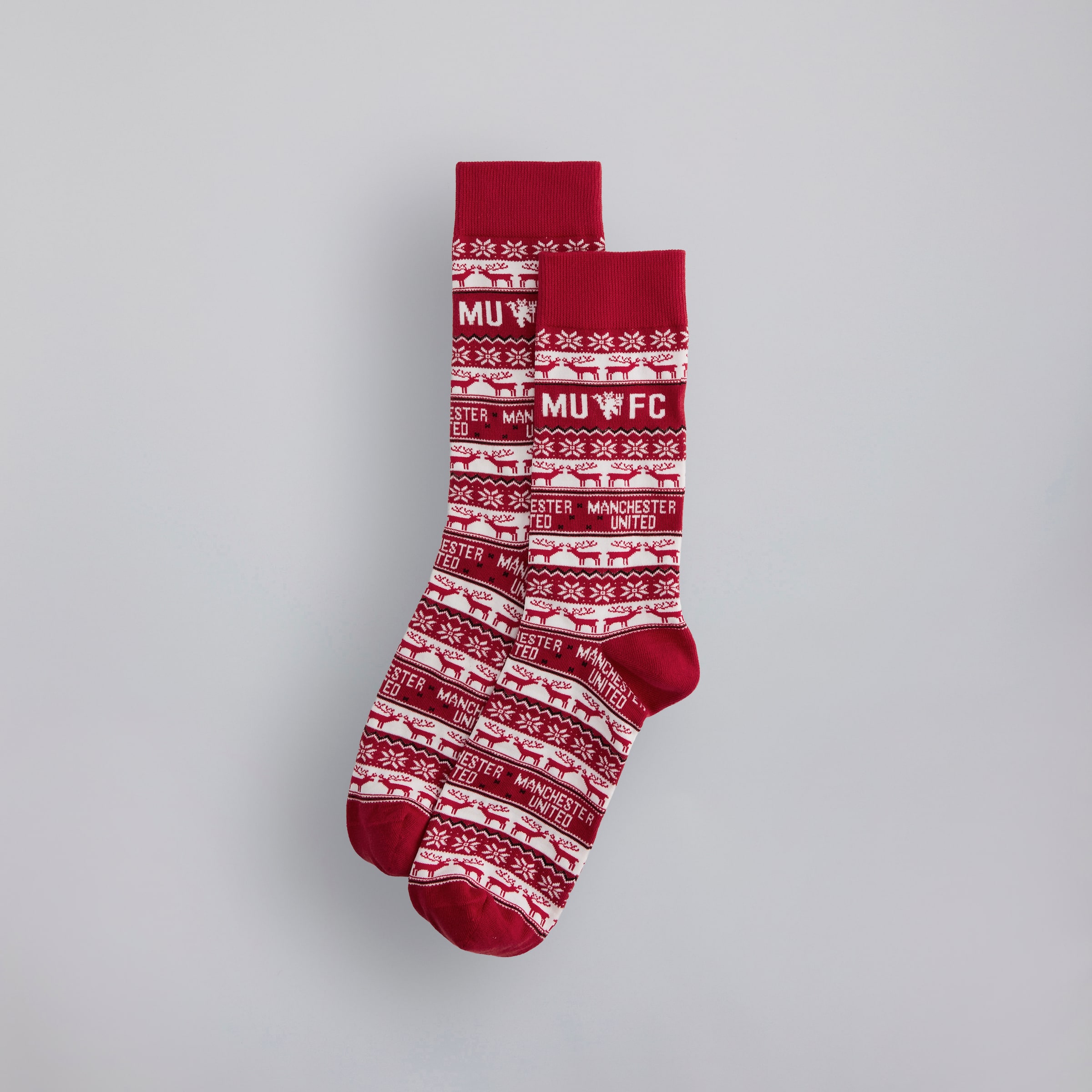 Manchester United Fairisle Christmas Socks Red Multi