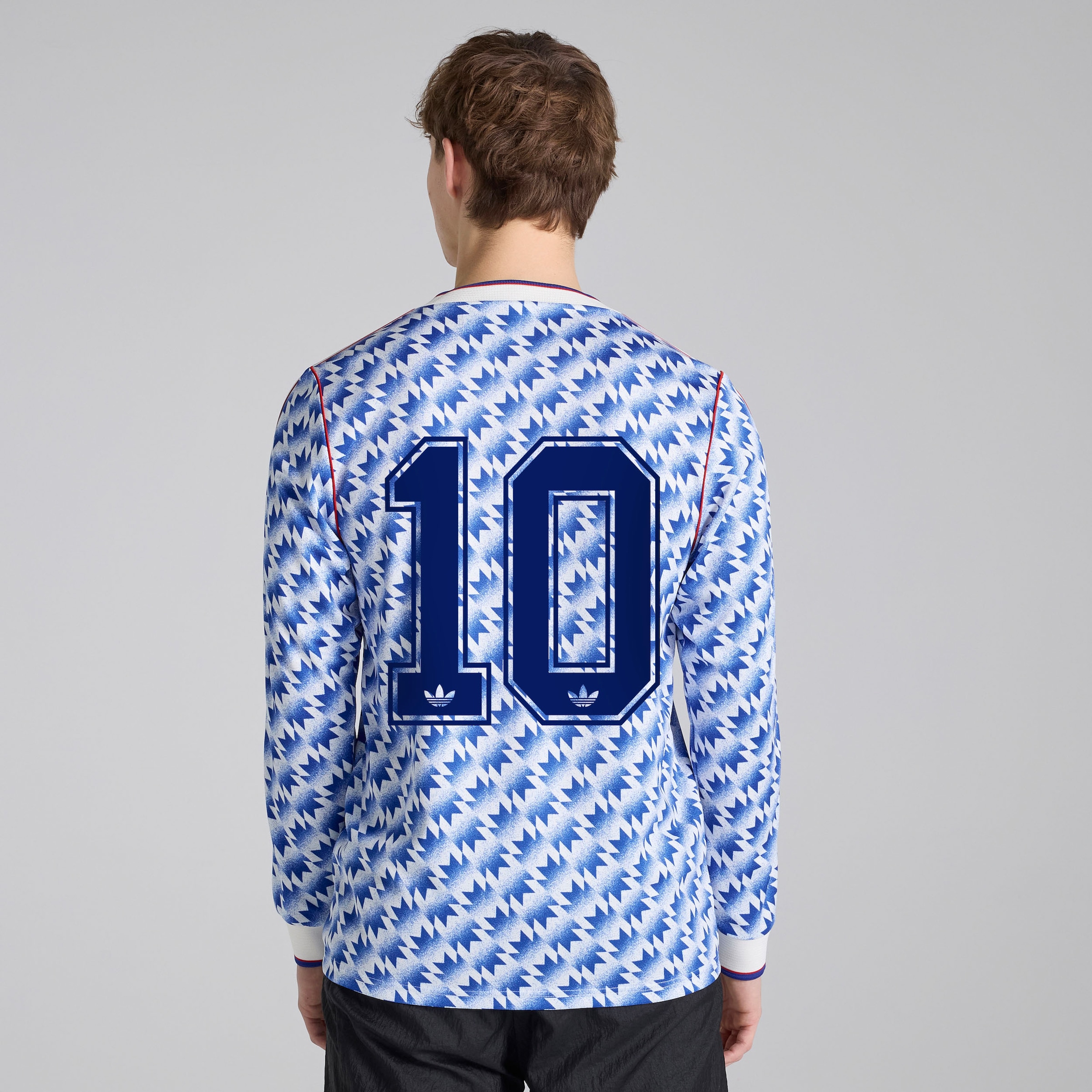 Manchester United x adidas Bringback 90/92 Away 10 Printed Long Sleeve Jersey Blue Blue