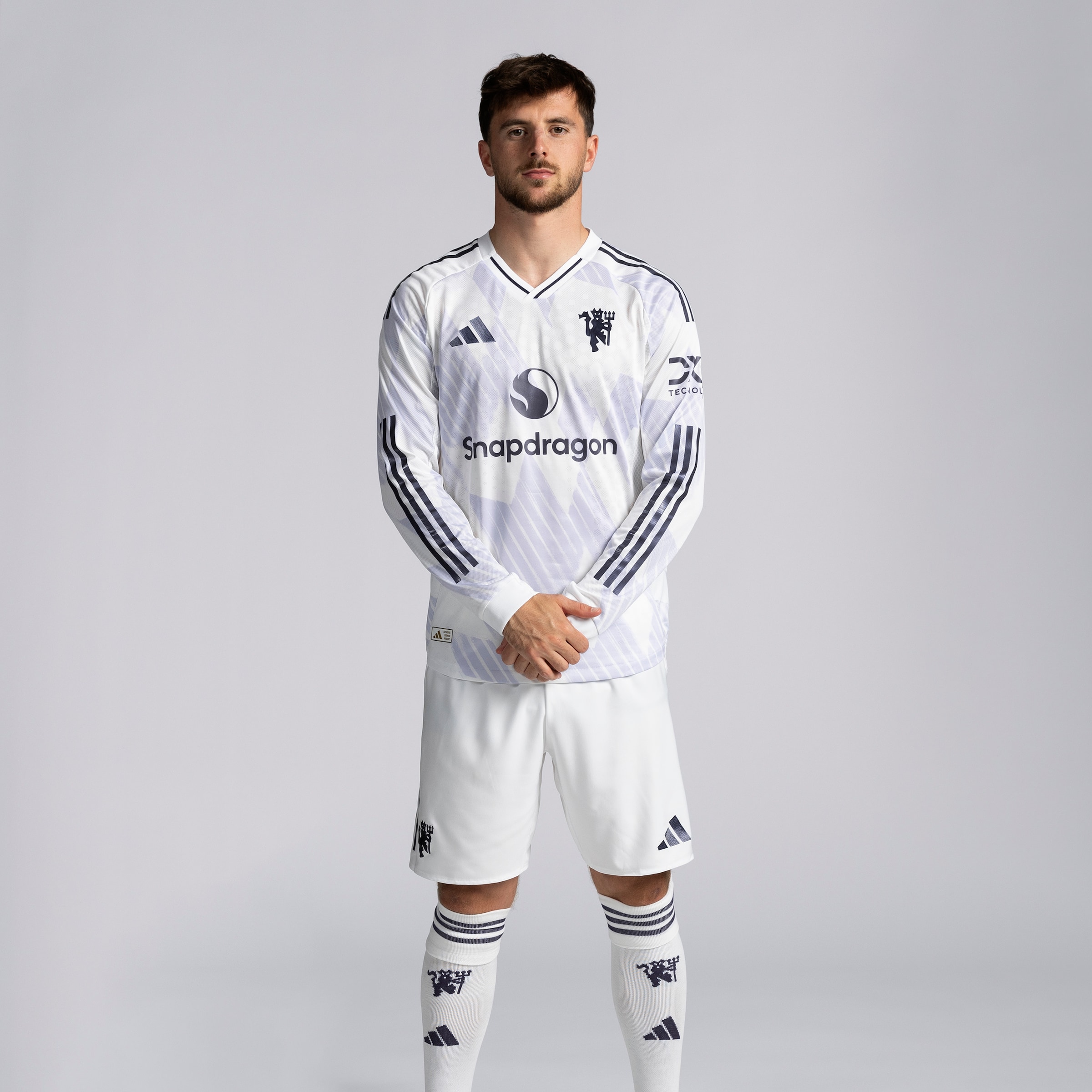 Manchester United 25/26 Long Sleeve Away Authentic Jersey Blanc Détail [3-5]