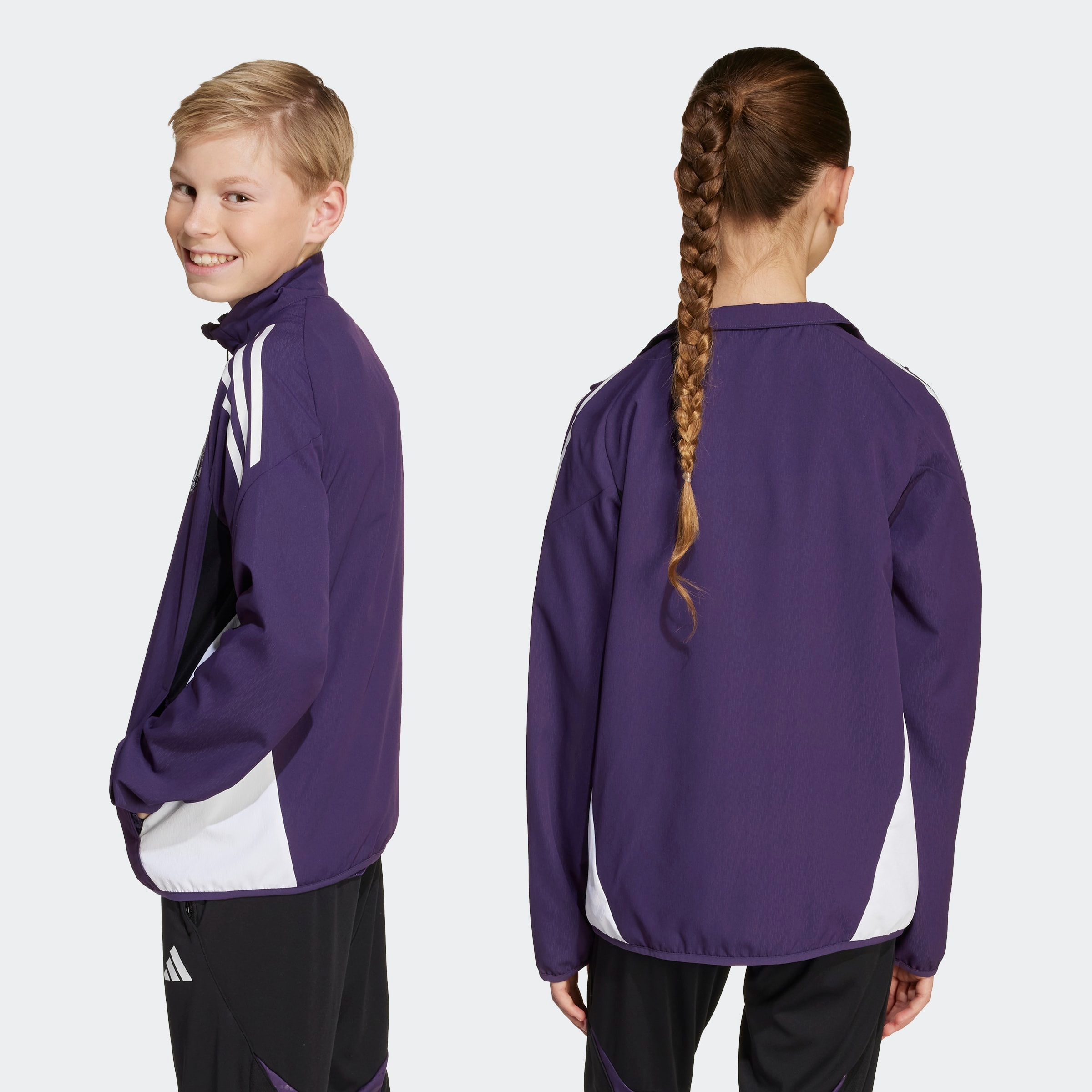 Manchester United Tiro 25 Competition Presentation Jacket Kids Violet Détail [2-8]