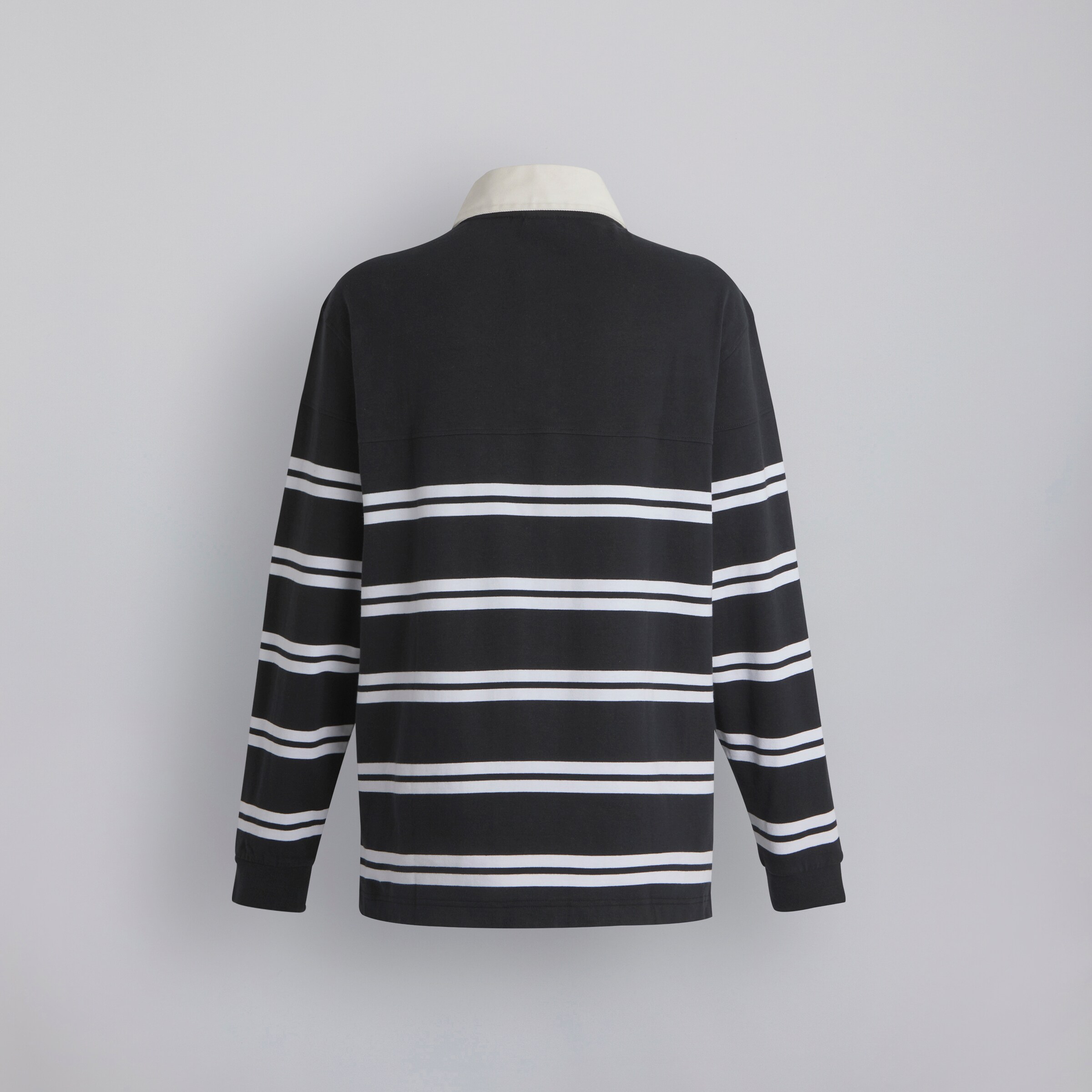 Manchester United Hated Adored Never Ignored Stripe Rugby Polo Shirt Black Black Detail [2-2]