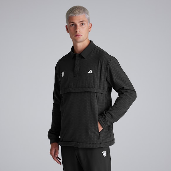 Manchester United x adidas Mens Golf Ultimate365 Tour WIND.RDY 1/4 Zip Sweatshirt Black Black