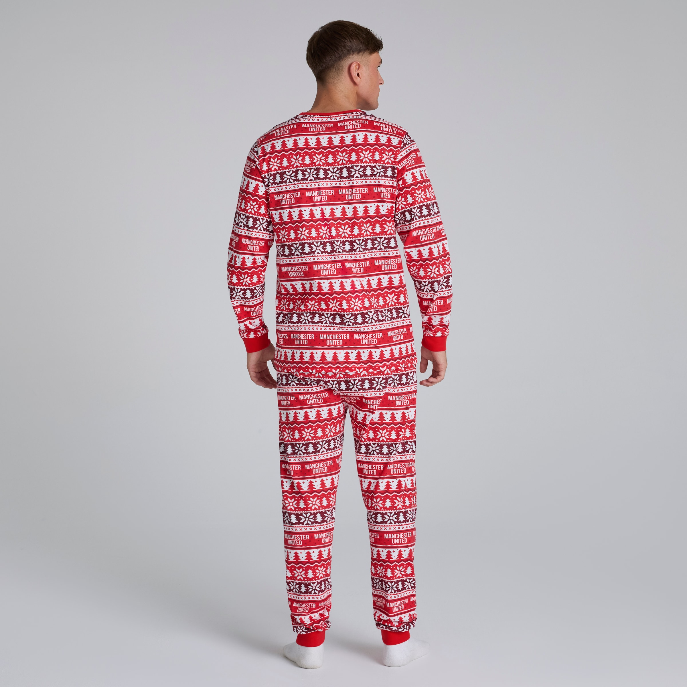 Manchester United Mens Christmas Fairisle Pyjama Red Red Detail [2-5]