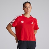 Manchester United x adidas Womens Essentials 3-Stripes Single Jersey Crop Top Red
