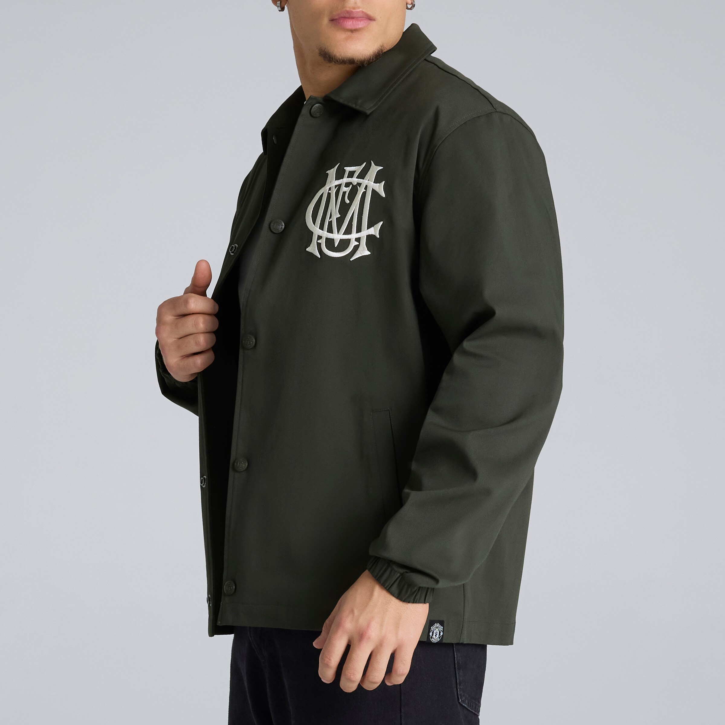 Manchester United Archive Coach Jacket Charcoal Detail [6-6]