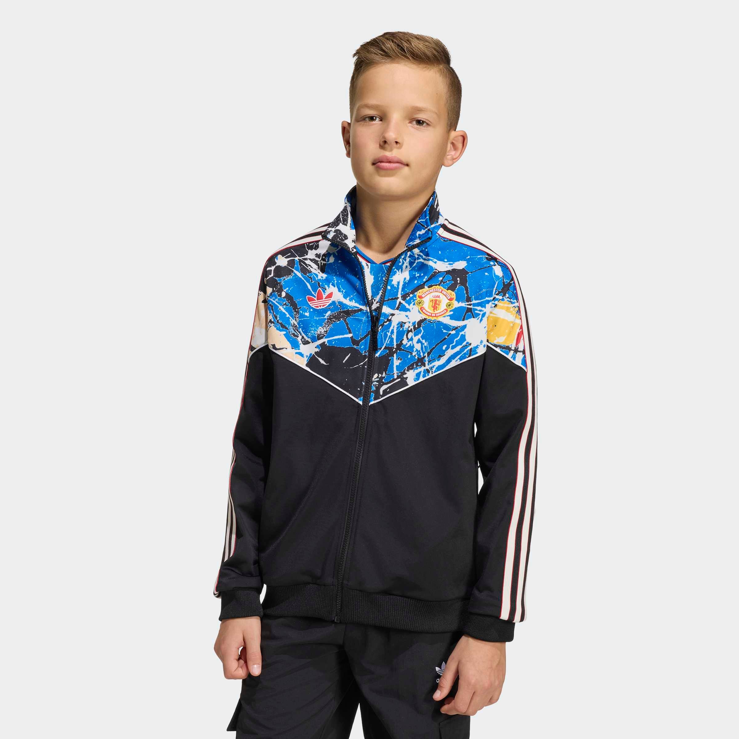 Manchester United x adidas Kids Stone Roses Track Jacket Black Black