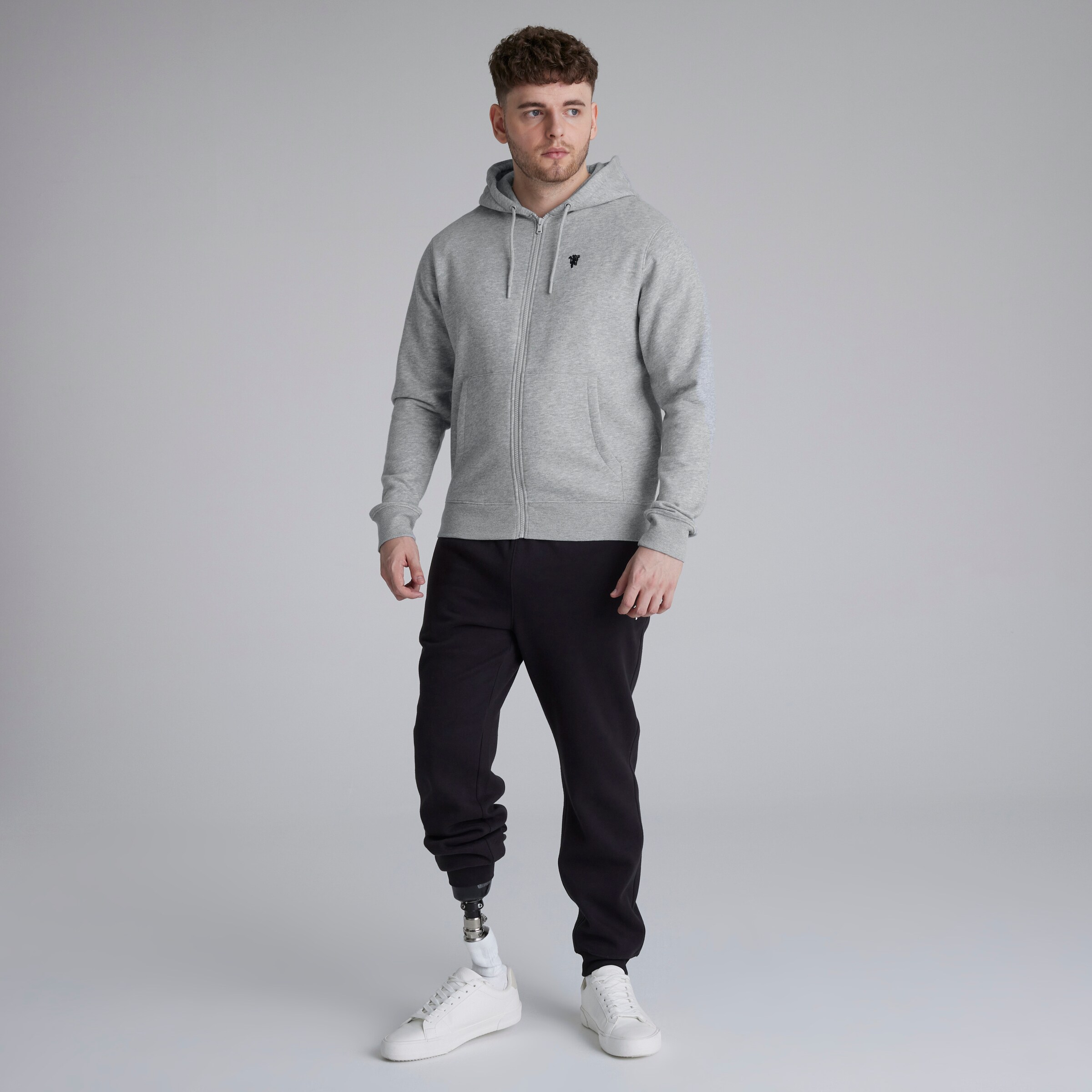 Manchester United Devil Essentials Full Zip Hoodie Grey Grey Detail [3-5]