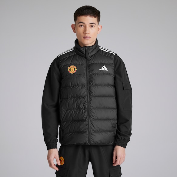 Manchester United x adidas Essentials 3-Stripes Light Down Gilet Black Black