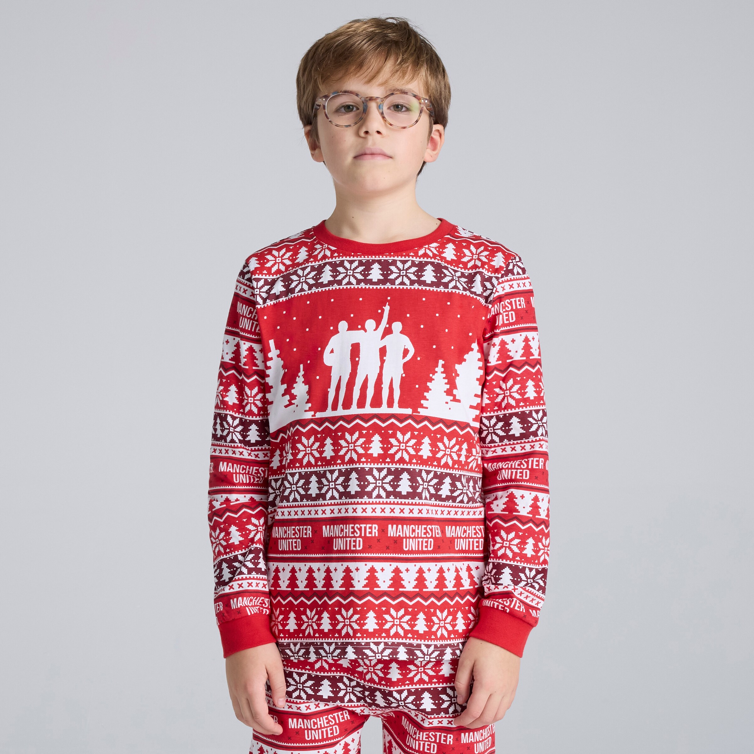 Manchester United Kids Christmas Fairisle Pyjama Red Red Detail [3-5]