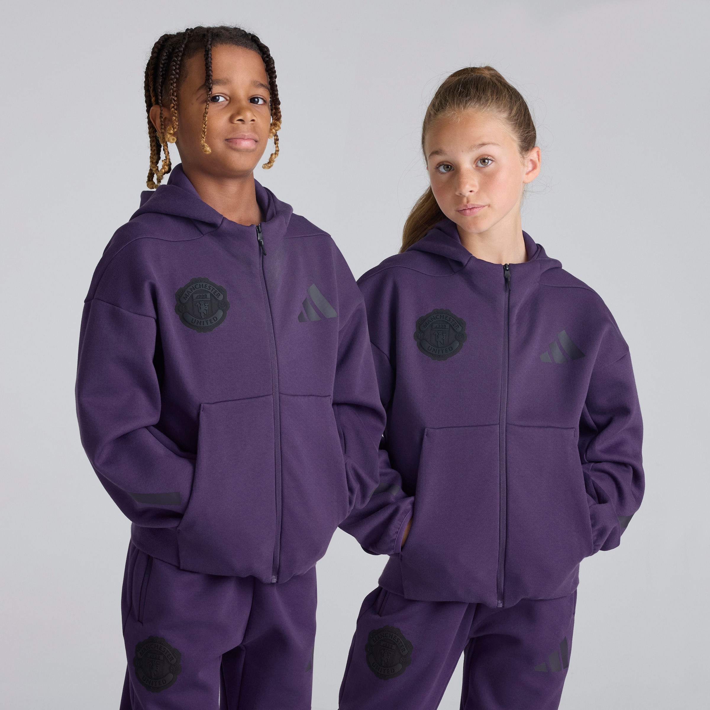 Manchester United x adidas Kids Z.N.E. Full-Zip Hoodie Purple Purple