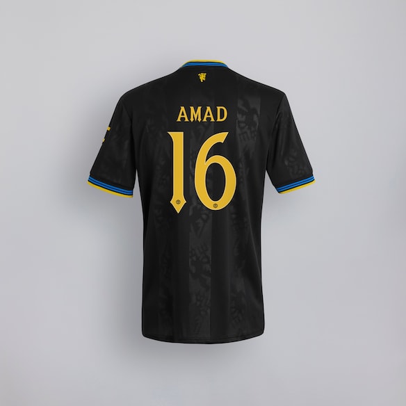 Manchester United 25/26 Third Kids Jersey with Amad 16 Club Printing Schwarz