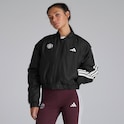 Manchester United x adidas Womens Essentials 3S Insulated Cropped Bomber Jacket Black