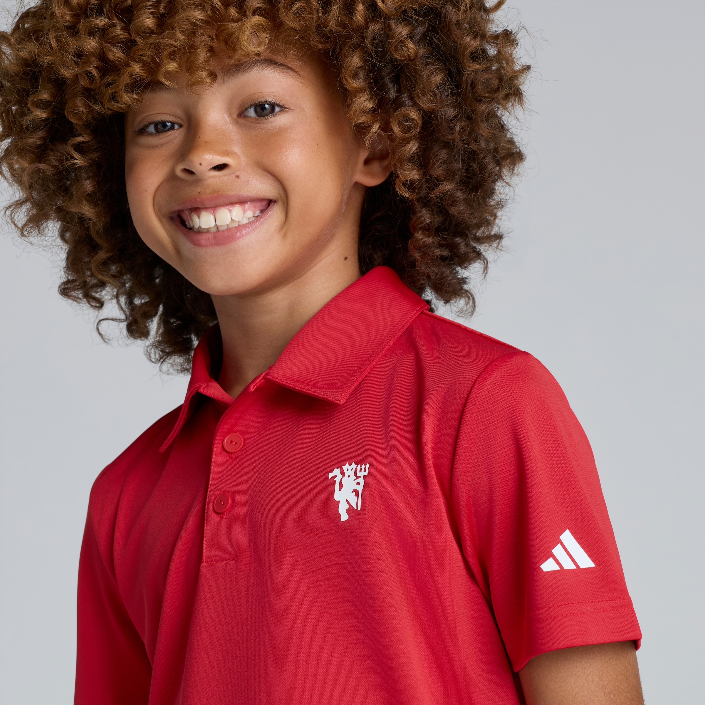 Manchester United x adidas Kids Golf Polo Shirt Red Red Detail [4-4]
