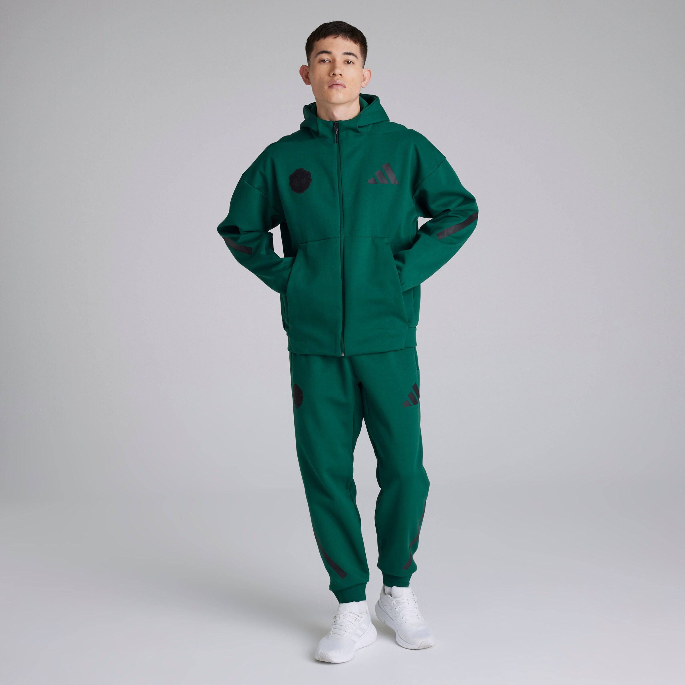 Manchester United x adidas Z.N.E. Full Zip Hoodie Green Vert Détail [3-7]