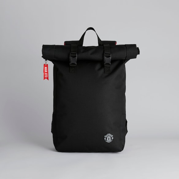 Manchester United Roll Top Backpack Black Schwarz