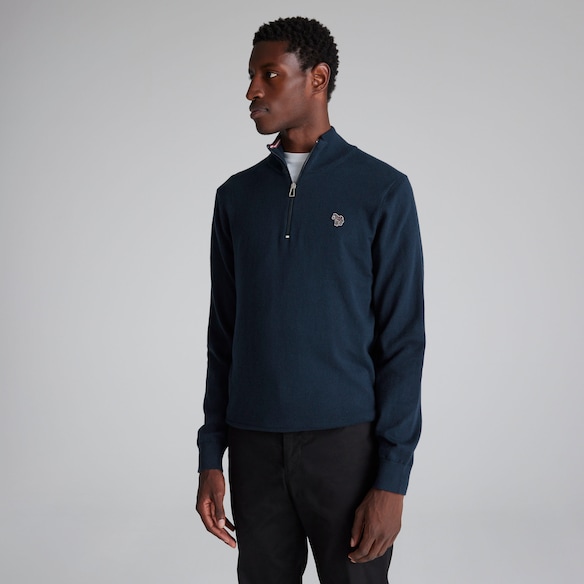 Manchester United x Paul Smith Mens Knitted 1/4 Zip Jumper Navy Navy blue