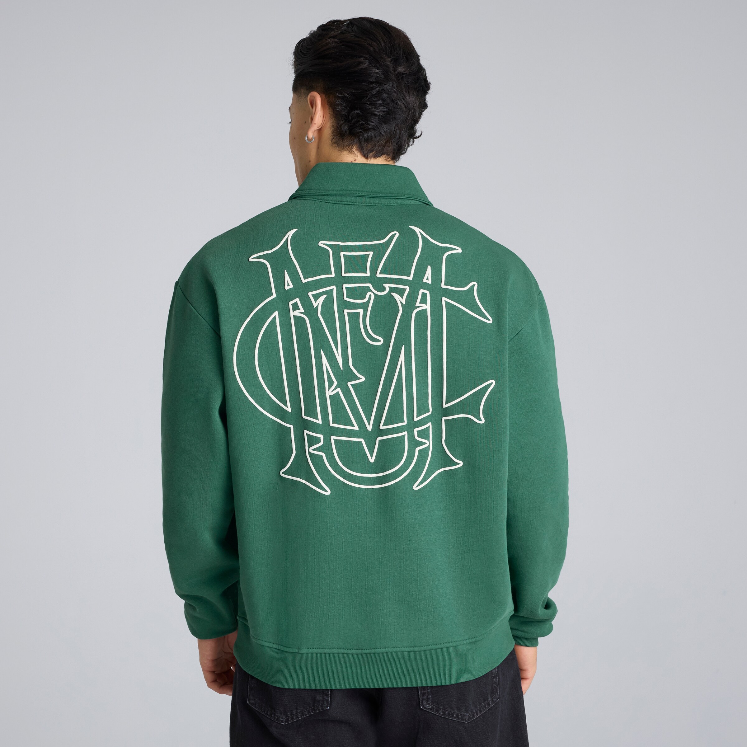 Manchester United Archive Quarter Zip Sweatshirt Green Green Detail [2-6]