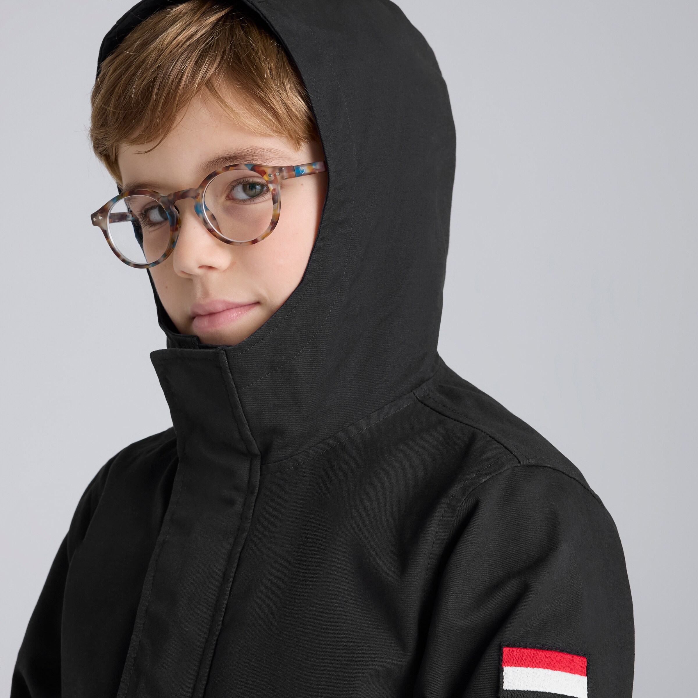 Manchester United Kids Funnel Neck Parka Black Noir Détail [4-6]