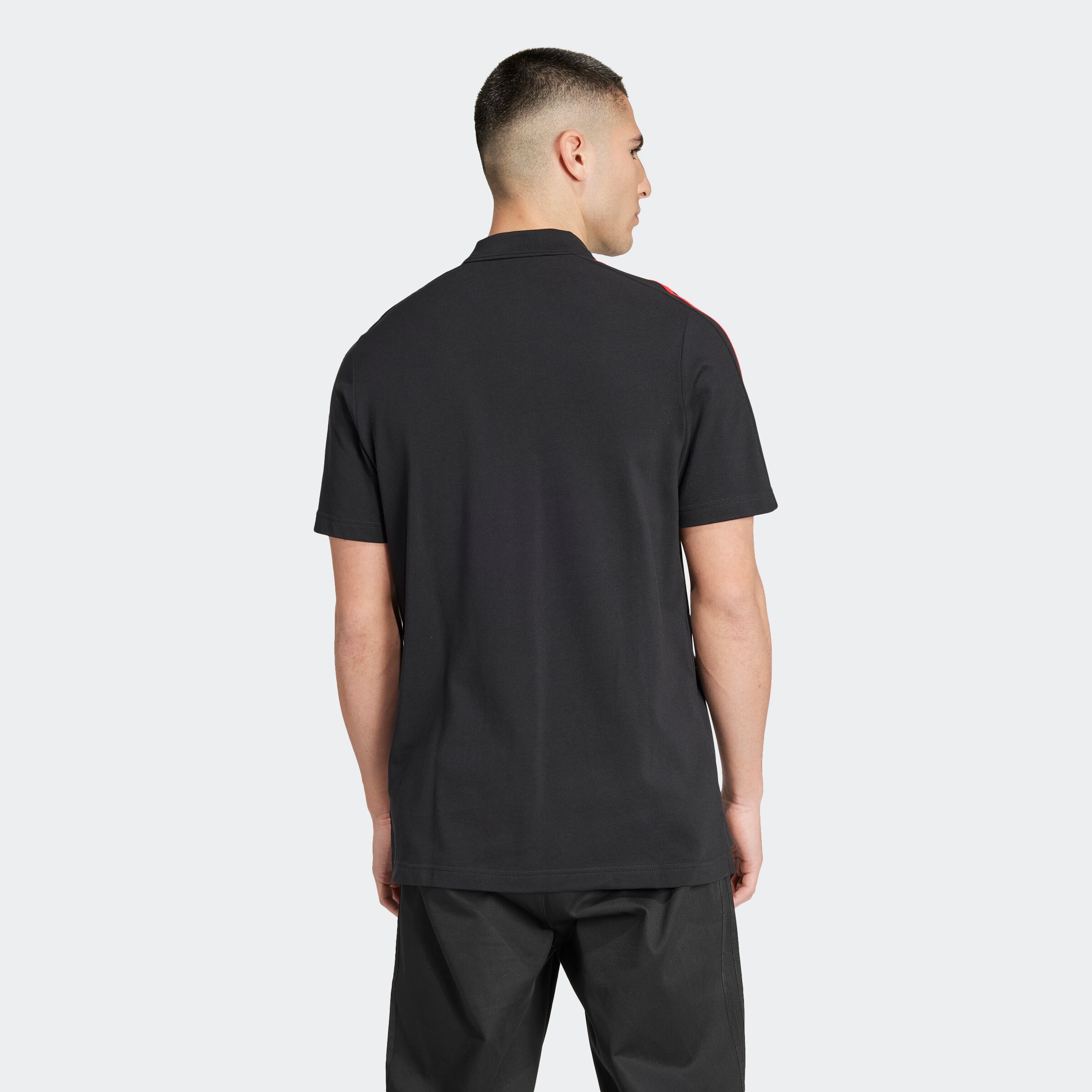 Manchester United x adidas Mens Manchester United DNA Polo Shirt Black Black Detail [2-6]