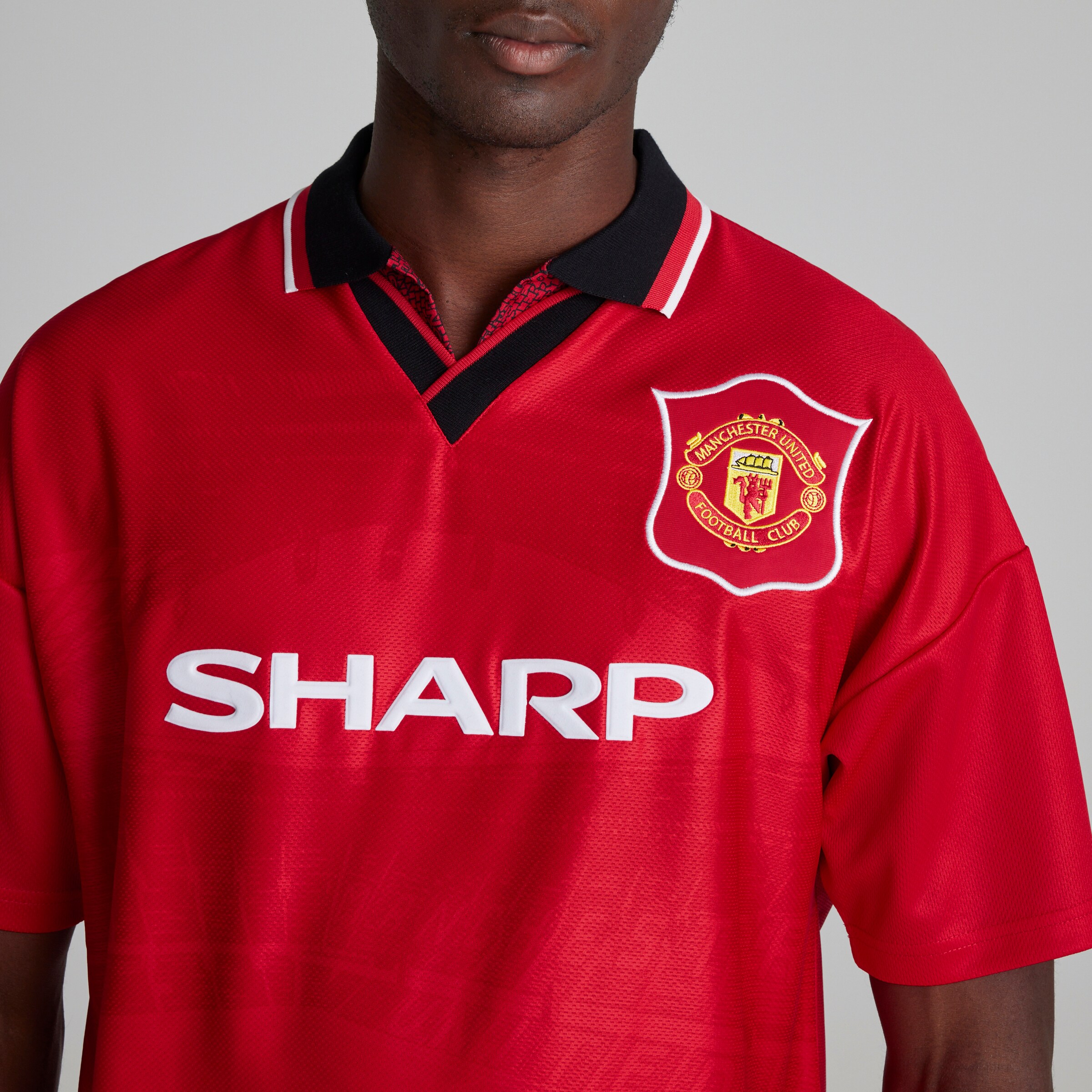  Manchester United 1994-96 Retro Home Shirt Red Red Detail [4-5]