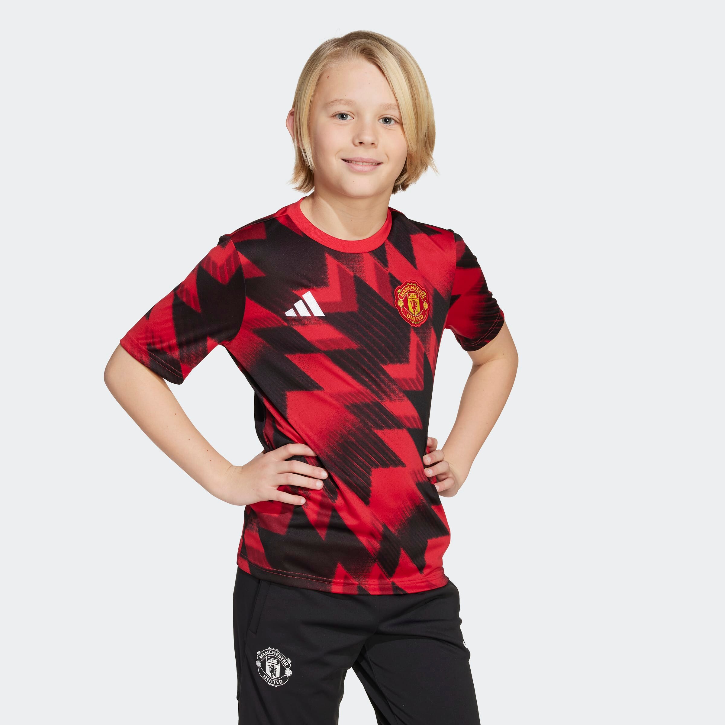 Manchester United 25/26 Pre-Match Jersey Kids Rouge Détail [5-7]