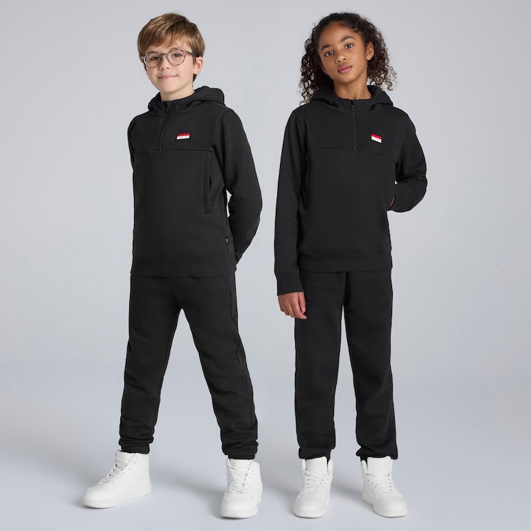 Manchester United Kids Quarter Zip Hoodie Black