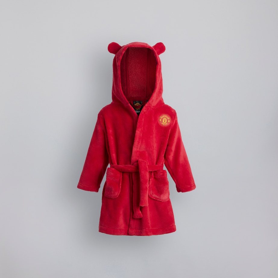Manchester United Baby Hooded Dressing Gown with Devil Horns Red Manchester United Baby Hooded Dressing Gown with Devil Horns Red