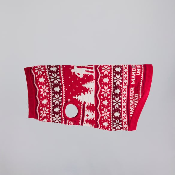 Manchester United Christmas Fairisle Pet Jumper Red Red