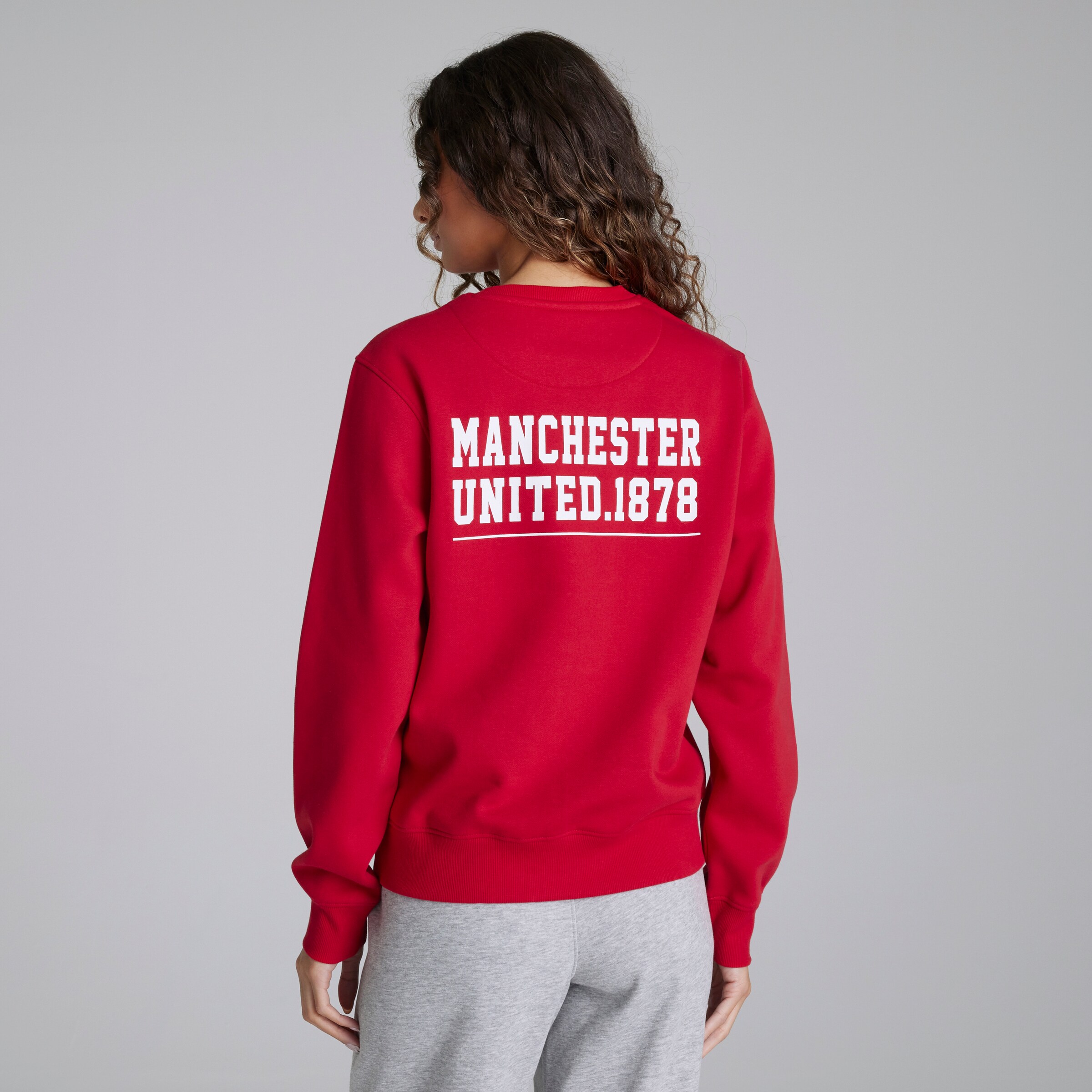 Manchester United Womens Varsity Back Print Sweatshirt Red Red Detail [2-5]