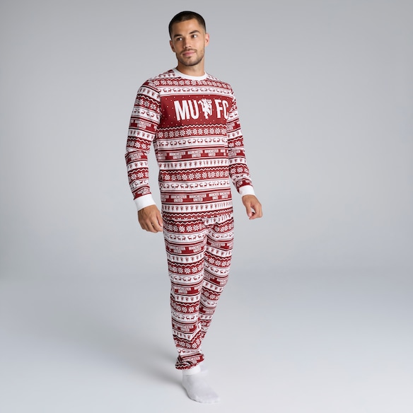 Manchester United Christmas Fairisle Pyjamas Red Multi