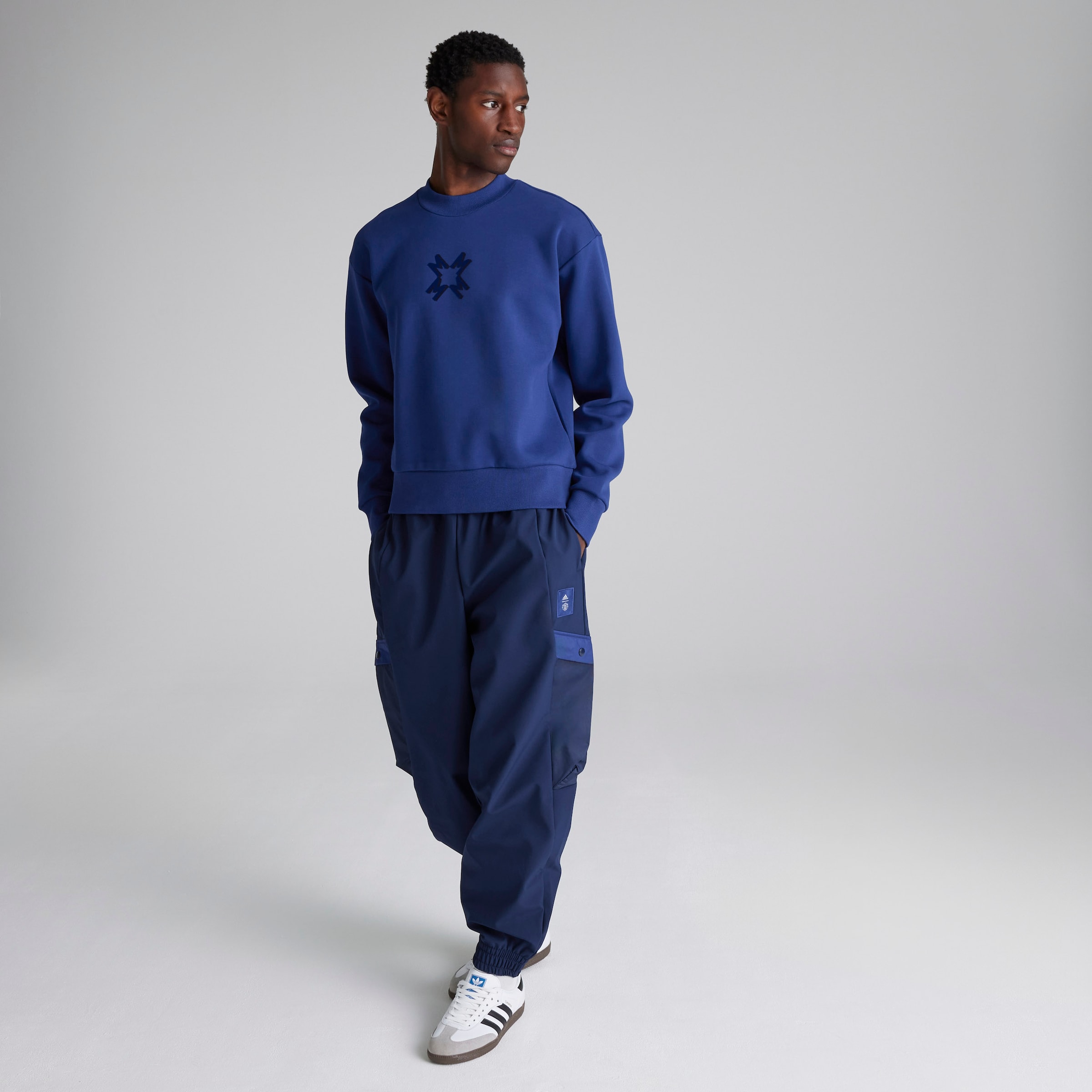 Buy Manchester United Seasonal Doubleknit Crew Sweatshirt Blue Manchester United Store