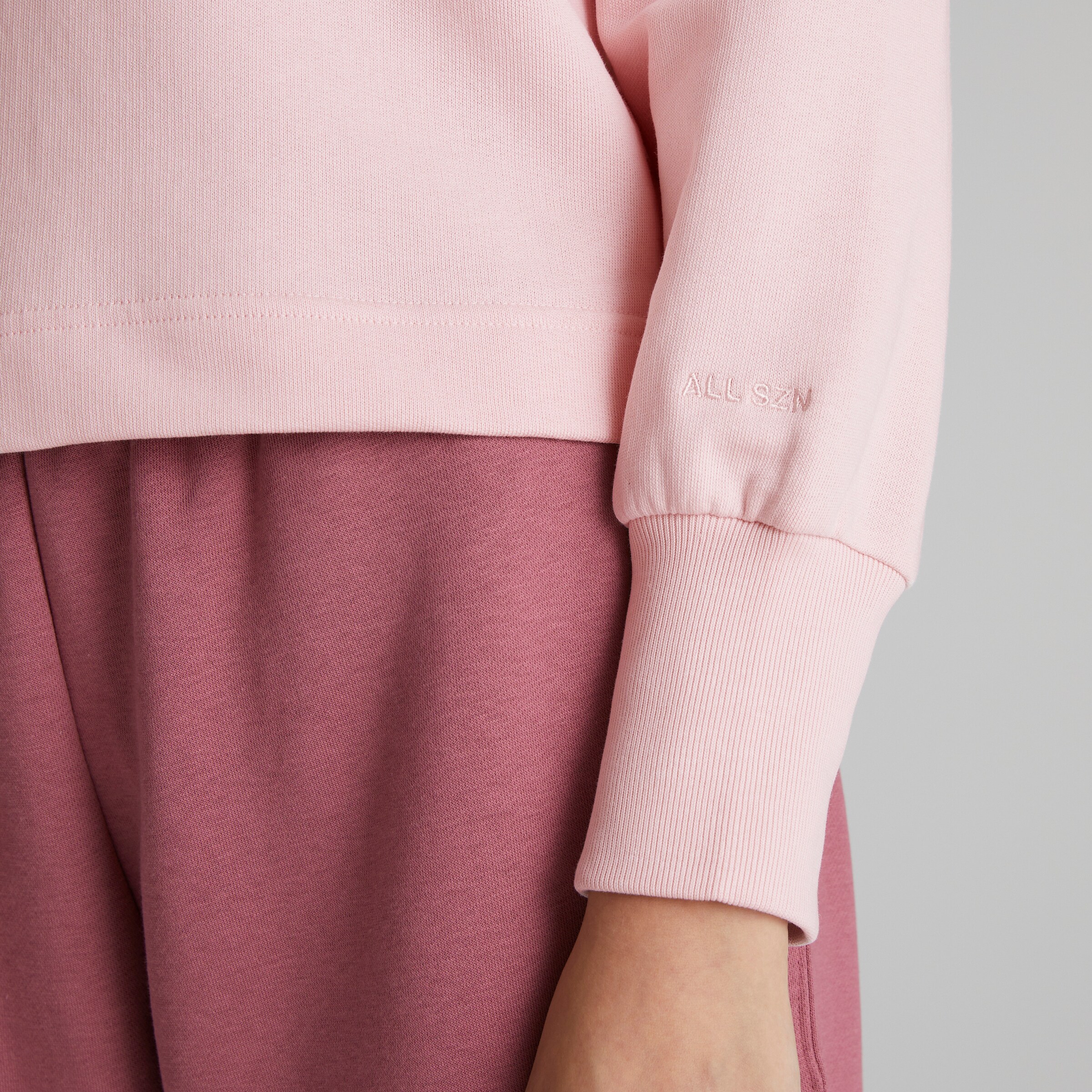 Manchester United x adidas Womens ALL SZN French Terry Polo Sweatshirt Pink Pink Detail [5-7]