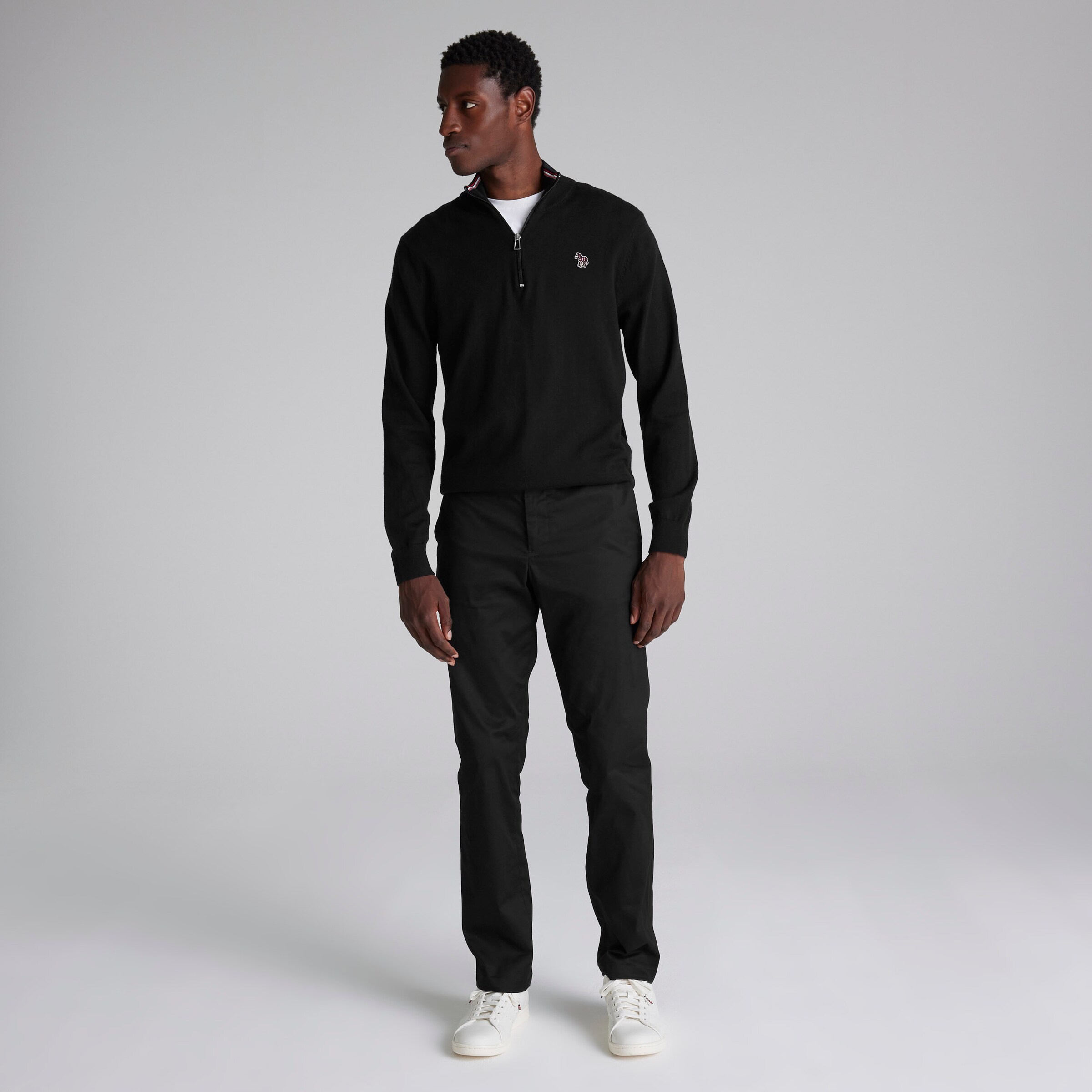 Manchester United x Paul Smith Mens Knitted 1/4 Zip Jumper Black Black Detail [3-7]