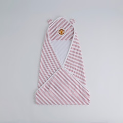 Manchester United Baby Stripe Hooded Towel with Devil Horns White