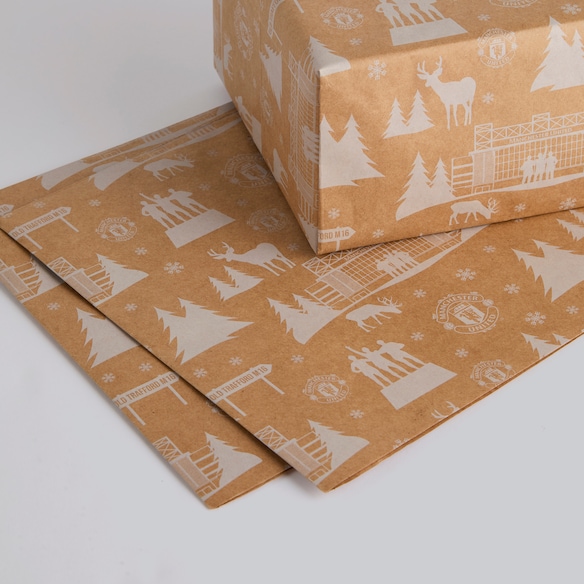 Manchester United Christmas Wrapping Paper Brown Brown