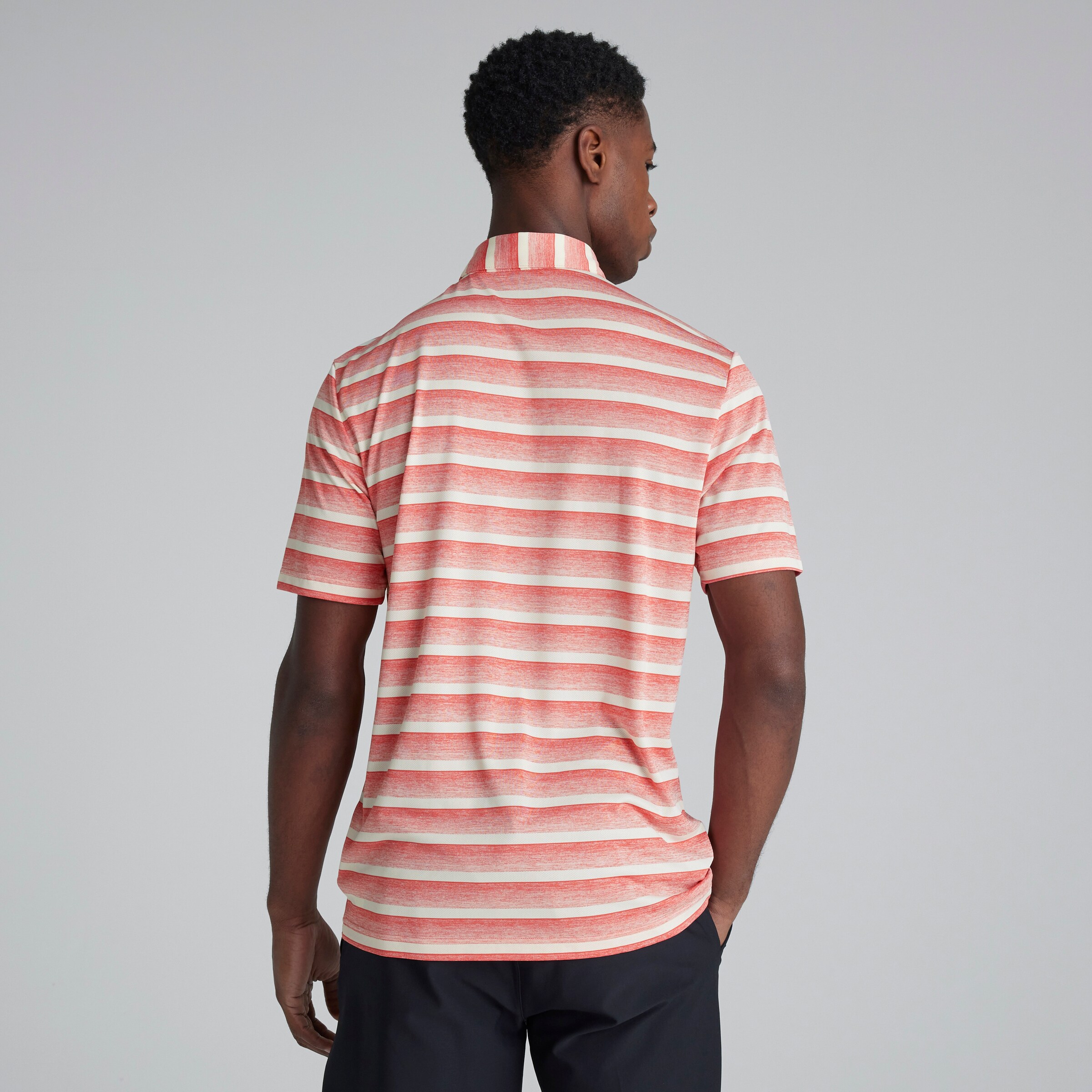 Manchester United x adidas Golf Striped Polo Shirt Red Red Detail [2-5]