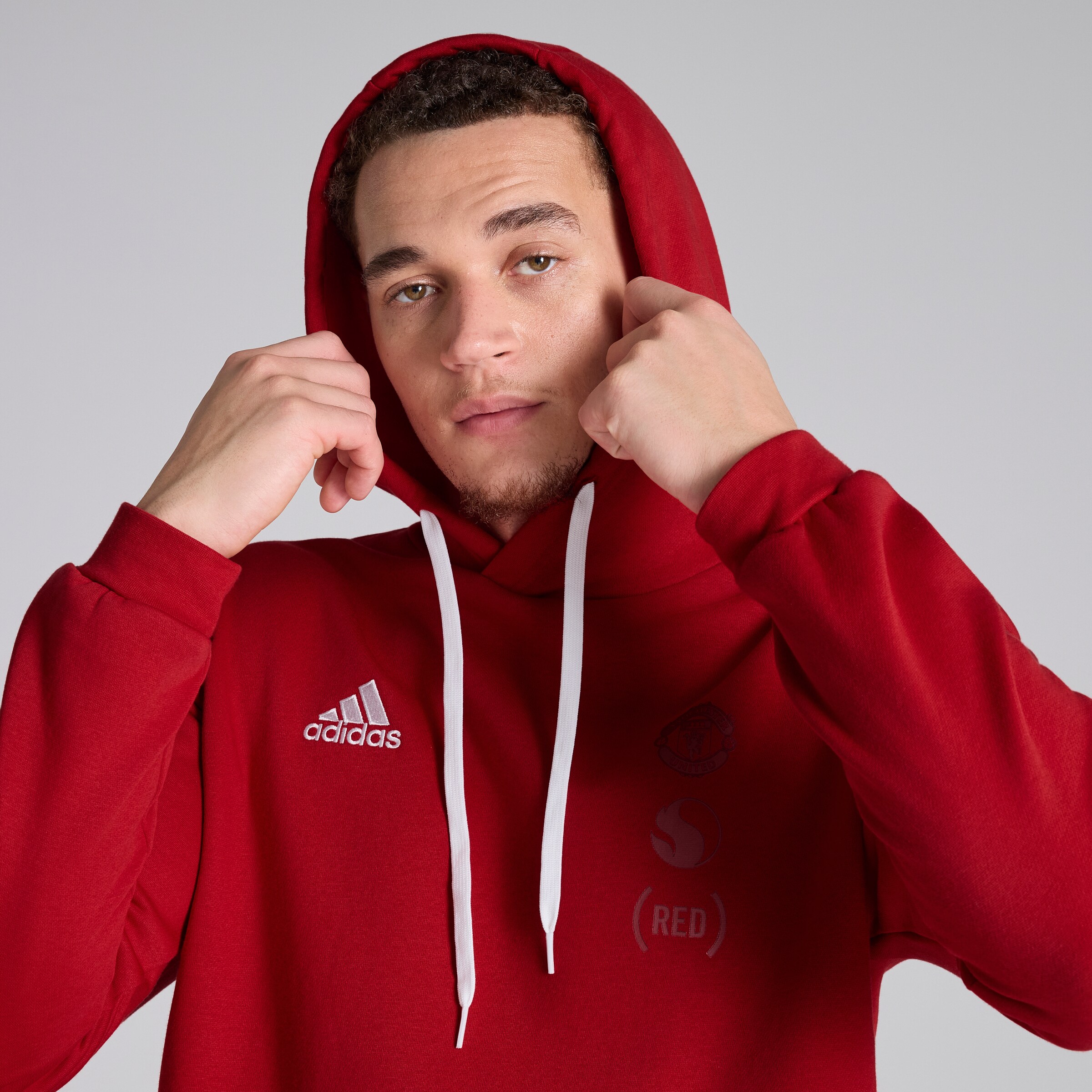 Manchester United x adidas RED4LIFE Hoodie Red Red Detail [6-8]